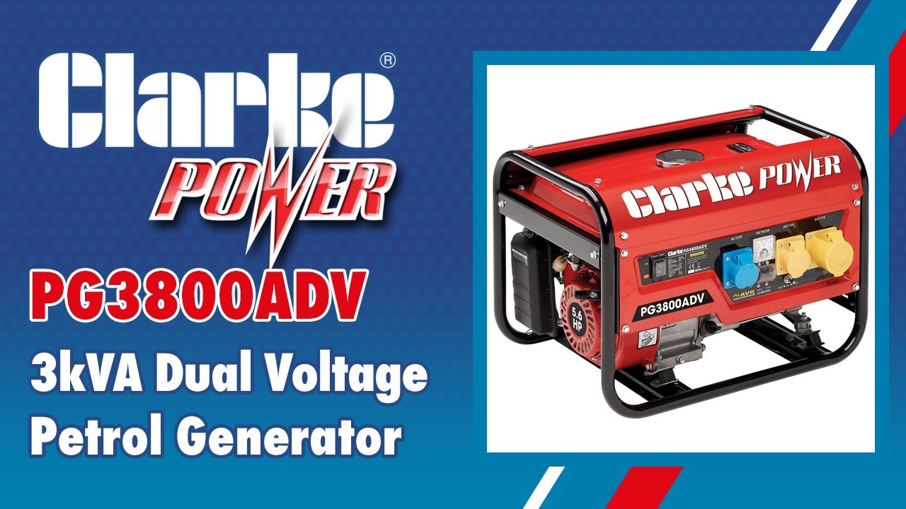 Clarke PG3800ADV 3kVA Dual Voltage 230/110V Petrol Generator (8857854)