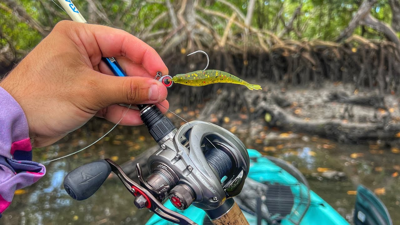 Pesquei um ROBALO GIGANTE com CAMARÃO ARTIFICIAL e material leve!!