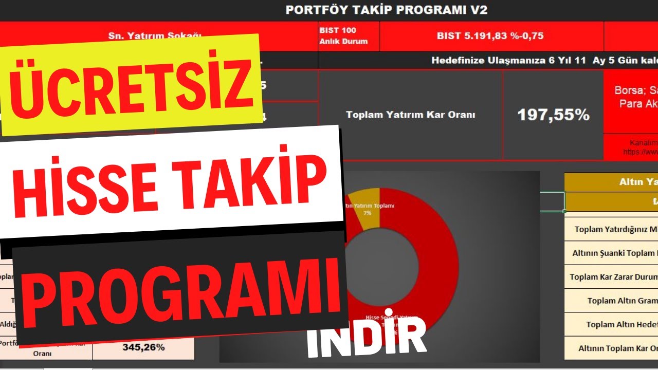 &Uuml;CRETSİZ Portf&ouml;y Takip Programı 2023  Excel Borsa Takip Uygulaması #Temett&uuml; Takip Uygulaması İndir