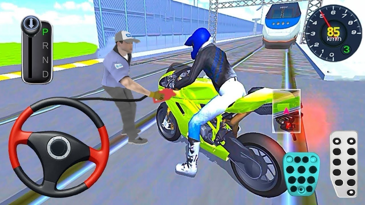 Green Brand New Bike Vs Bullet Train 3d Driving Class android game play video || Car Game #cargame
