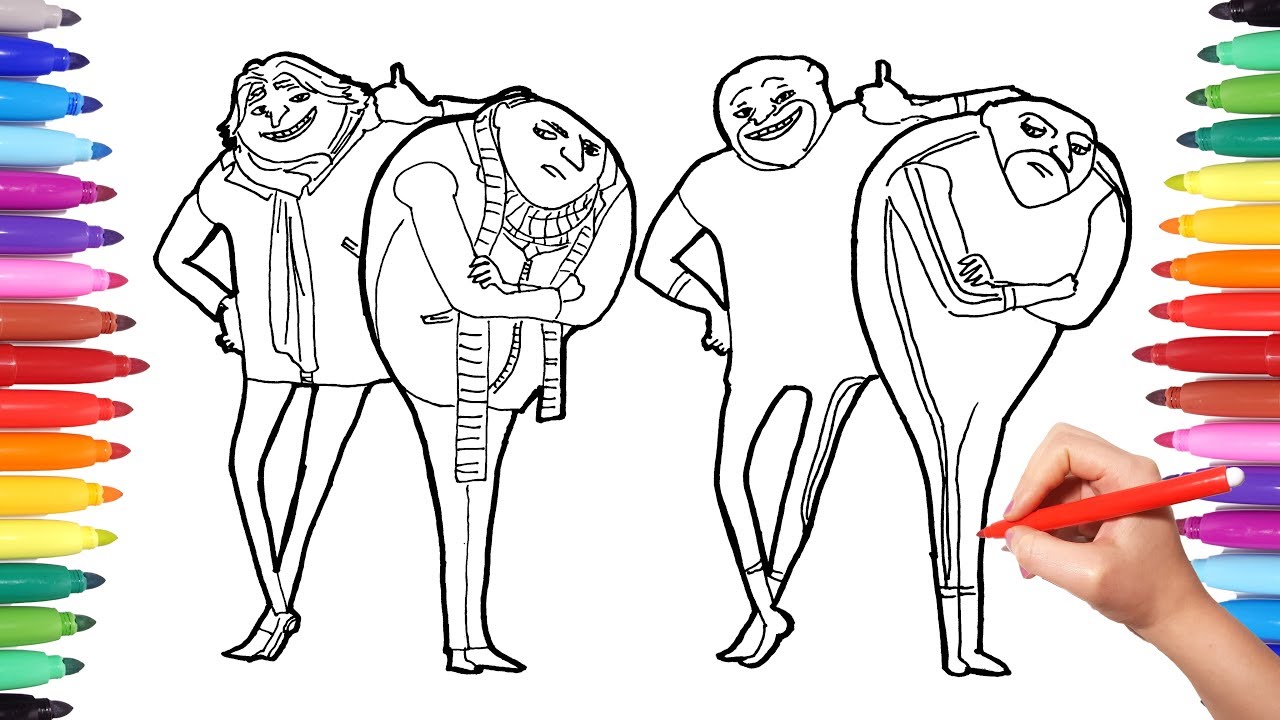 DESPICABLE ME 3 Coloring Pages for Kids | Drawing and Coloring Dru and Gru from Despicable Me 3