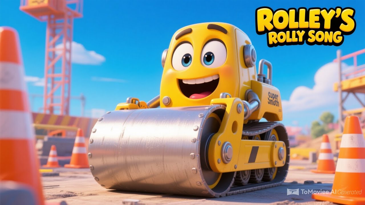 Road Roller Song &ndash; Flatten the Road | Construction Vehicles for Kids | Rolley the Road Roller 3D