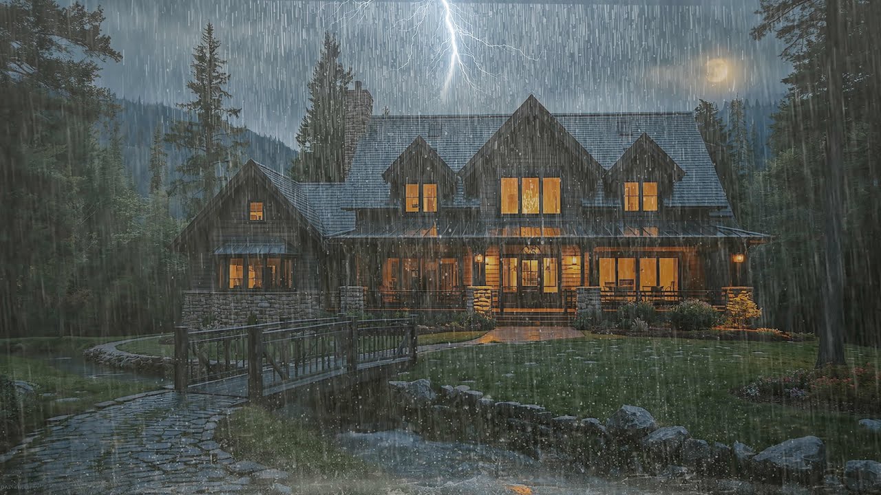 🌙 Cozy Cabin Rain Sounds for Deep Sleep 😴 Night Rain, Forest Ambience & Peaceful Sleep