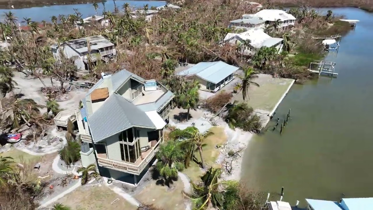 Blind Pass, north Sanibel and south Captiva  Hurricane Ian damage drone 4k