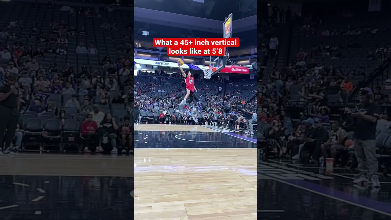 What a 45+ inch vertical looks like at 5&rsquo;8 #viral #dunk #nba #basketball