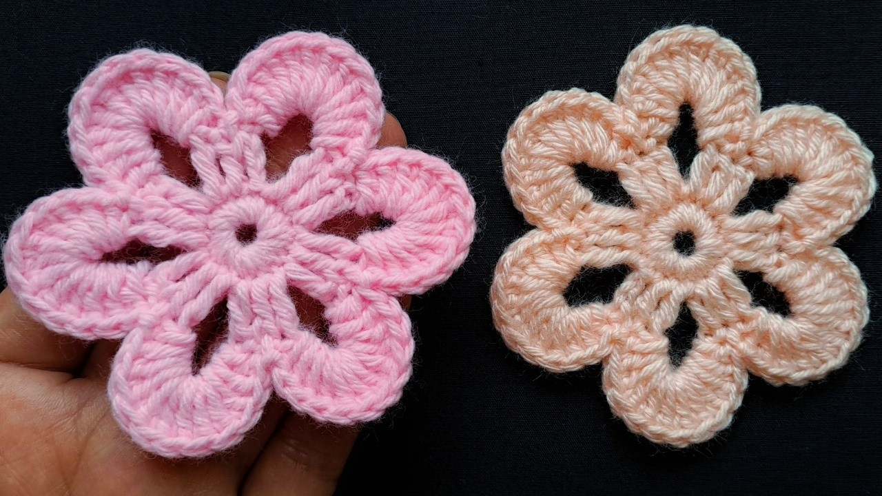🌺Haz tu primer tejido a crochet, fácil y rápido de tejer/Flores de aplique a ganchillo paso a paso