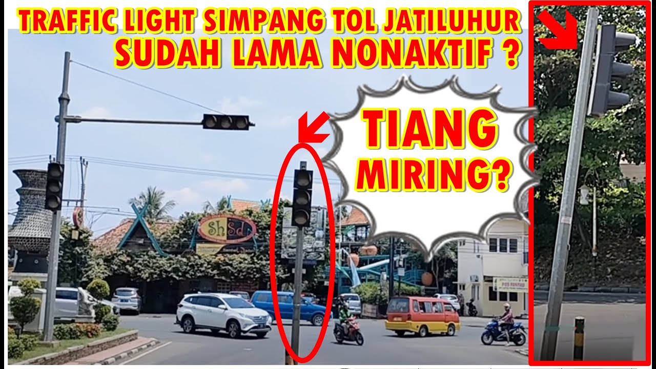 TRAFFIC LIGHT SIMPANG GERBANG TOL JATILUHUR / CIGANEA, PURWAKARTA, SUDAH LAMA NONAKTIF & MIRING