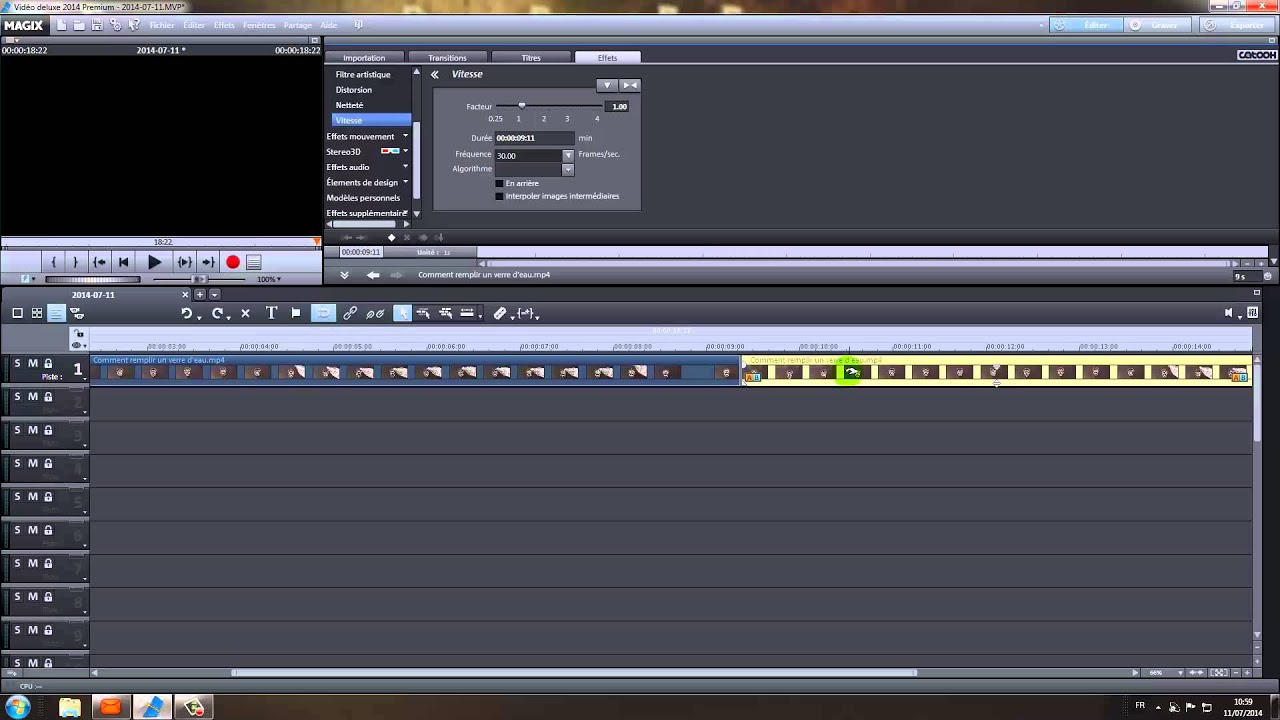 Comment créer un effet arriére ou rembobinage avec magix video deluxe