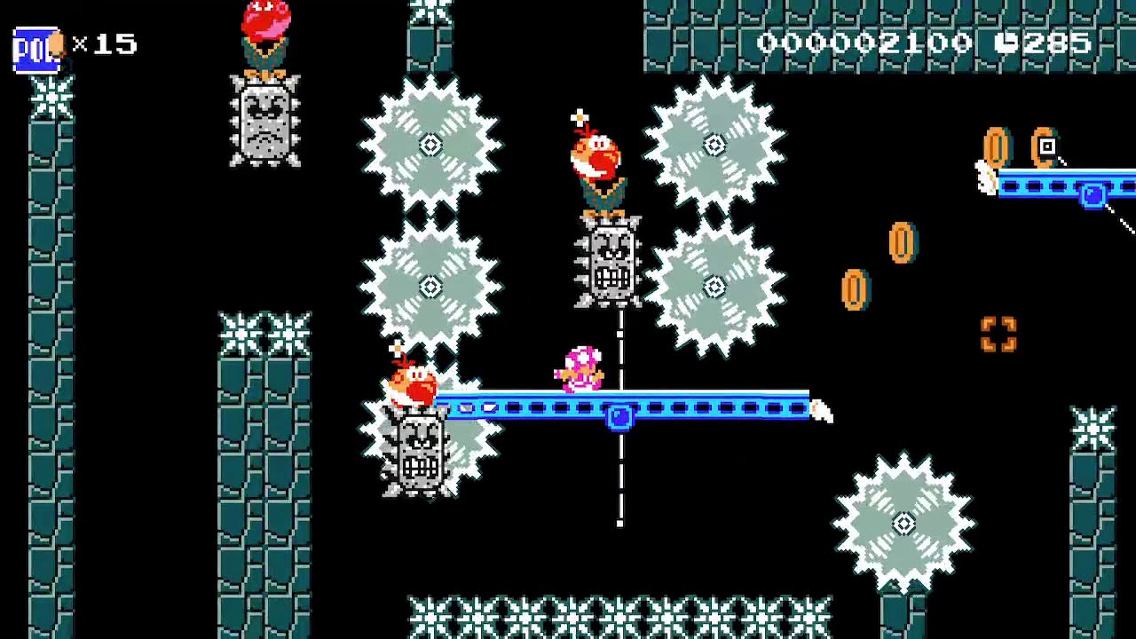 Thwomp & Wiggler's Cave Raider by deathshot1 [Super Mario Maker 2]