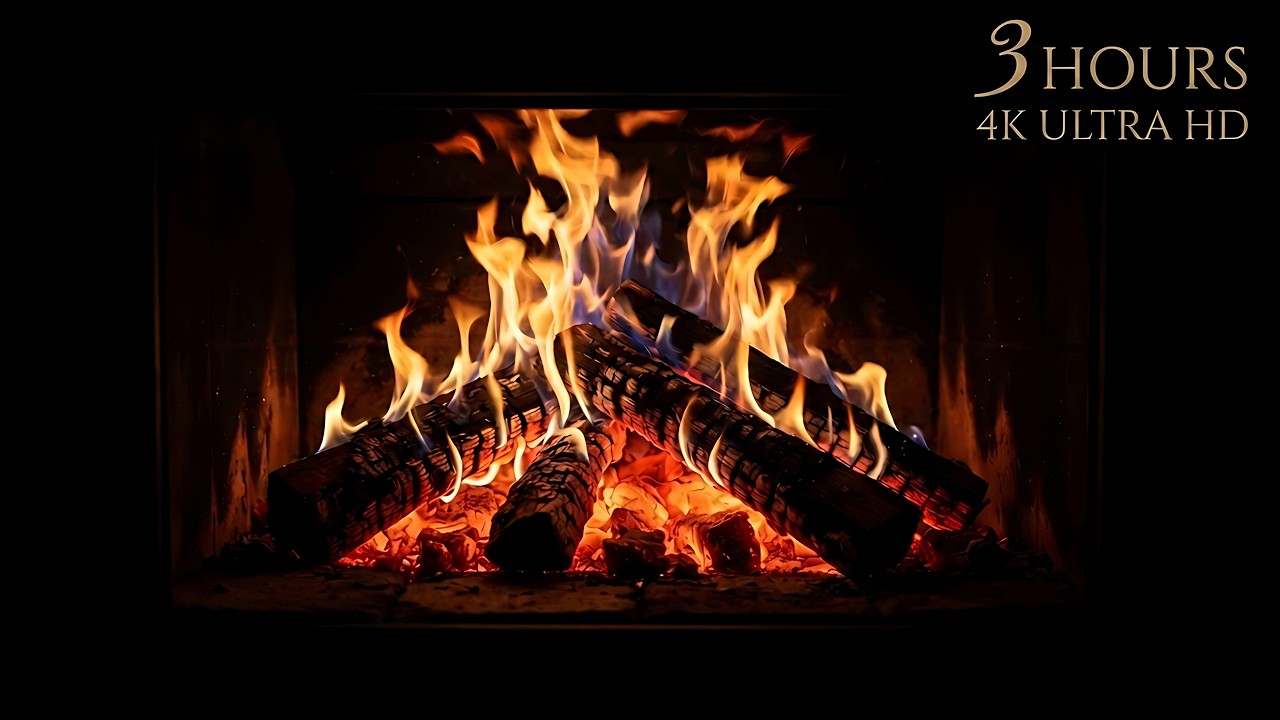 🔥 Relaxing Golden Fireplace Crackling | 3 Hours of Soothing Fire for Focus and Calm 4K