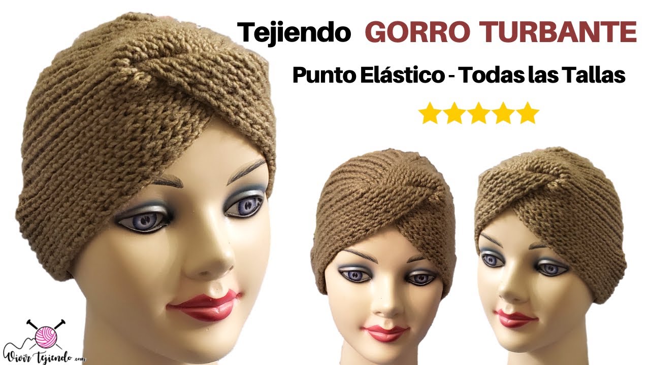 🌈 Gorro Turbante Mujer a Dos Agujas paso a paso ✅ Tejidos a Dos Agujas Palitos