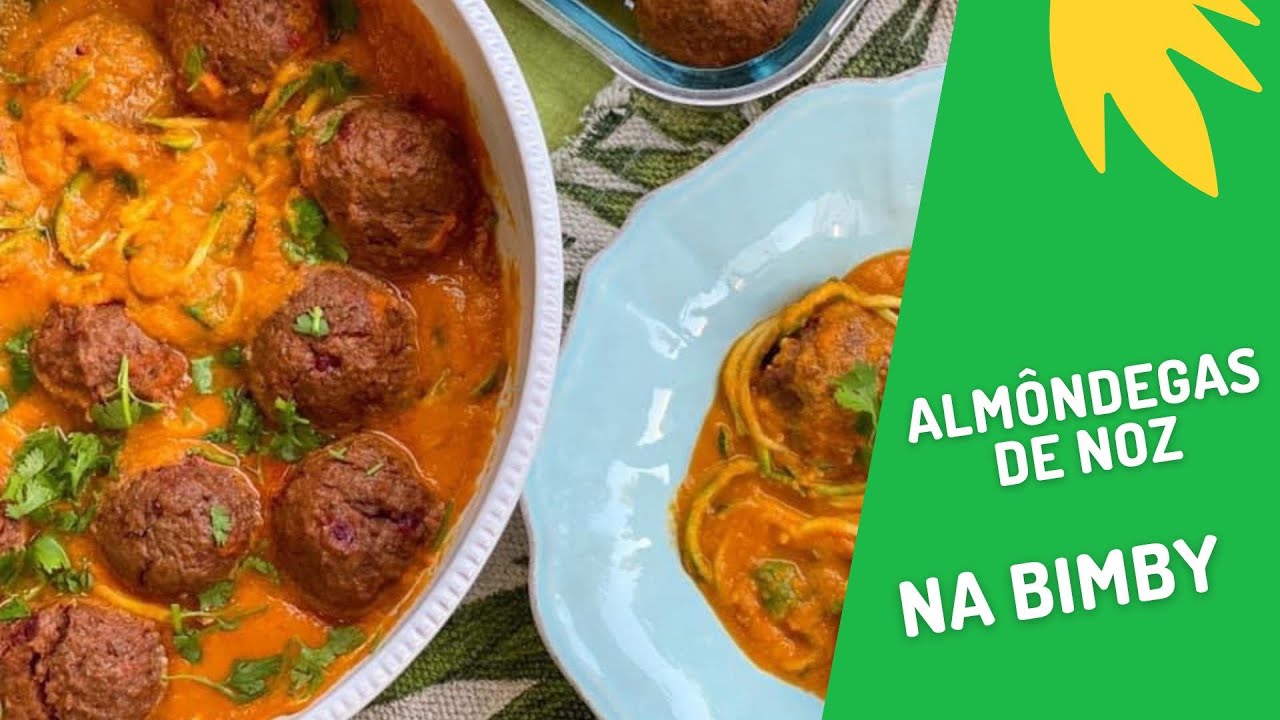 Almôndegas de noz com esparguete de courgete - Bimby