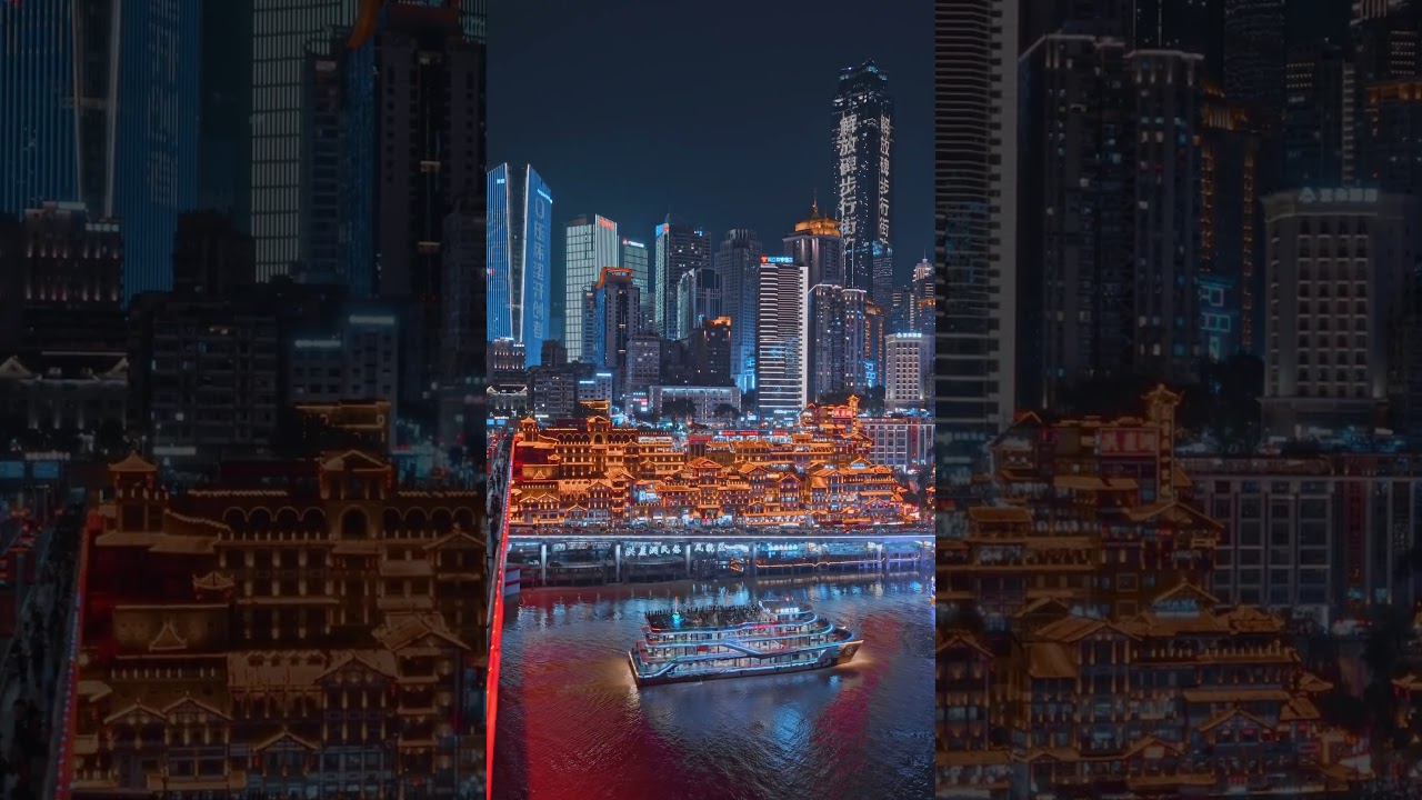 Cyberpunk City Chongqing's Aerial View, China