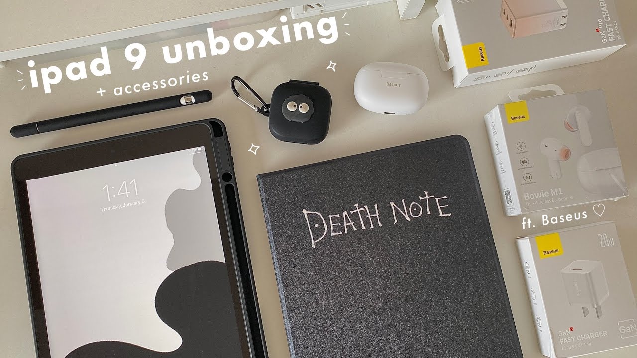 ipad 9th gen (silver) aesthetic unboxing 🤍 apple pencil + accessories | ft. baseus