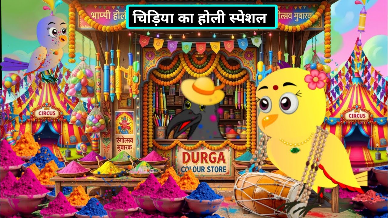 तुनी ka होली स्पेशल 🥳🥳 || sky nest animation || tuni chidiya wala cartoon ||