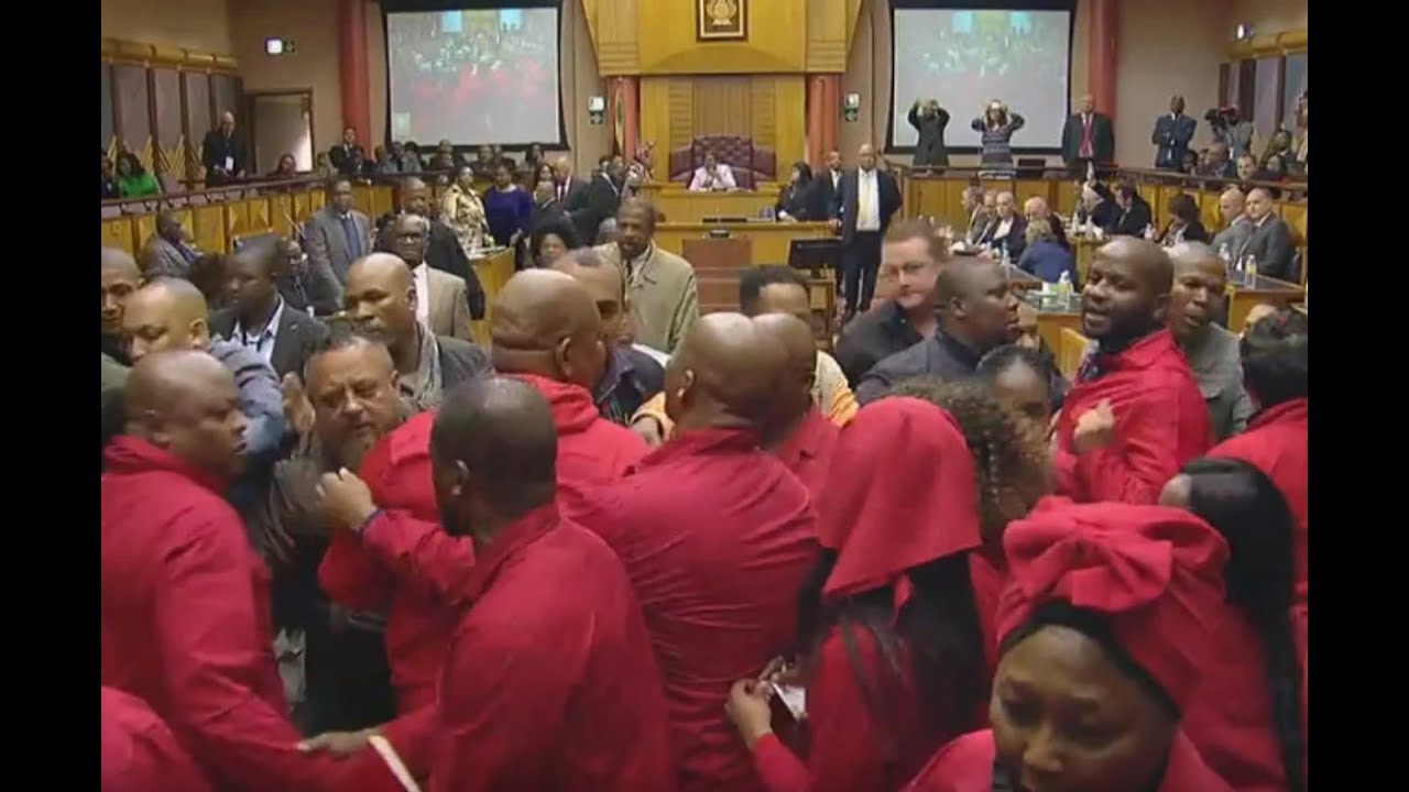 EFF physically attack Pravin Gordhan In Parliament and get thrown out again