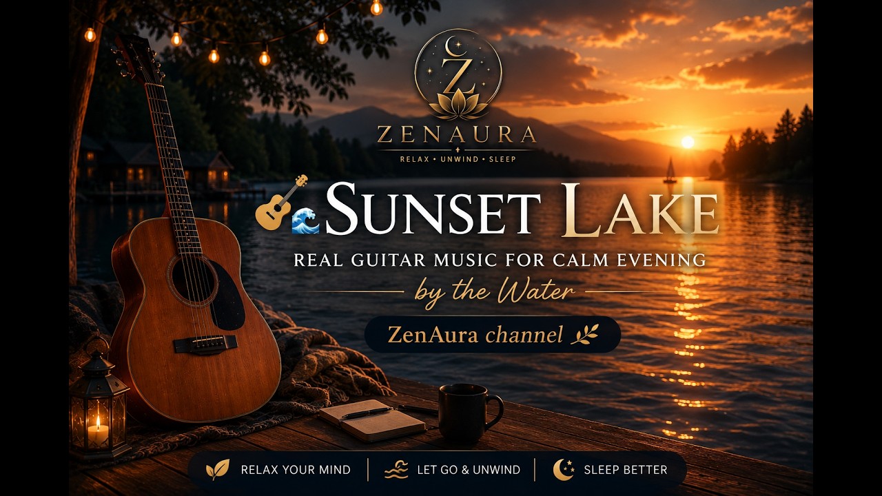 🎸🌊 Sunset Lake – Real Guitar Music for Calm Evening by the Water | ZenAura channel