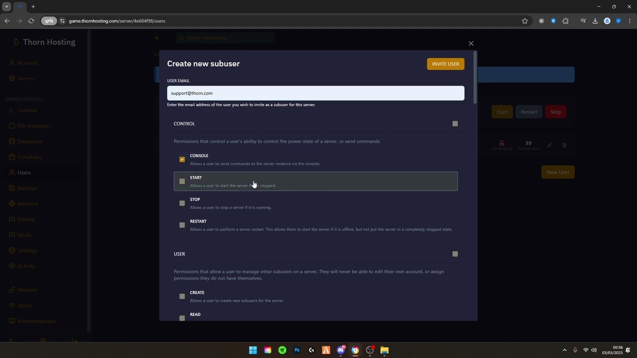 How to Add a Sub-User in Thorn Hosting Panel (Step-by-Step Tutorial)