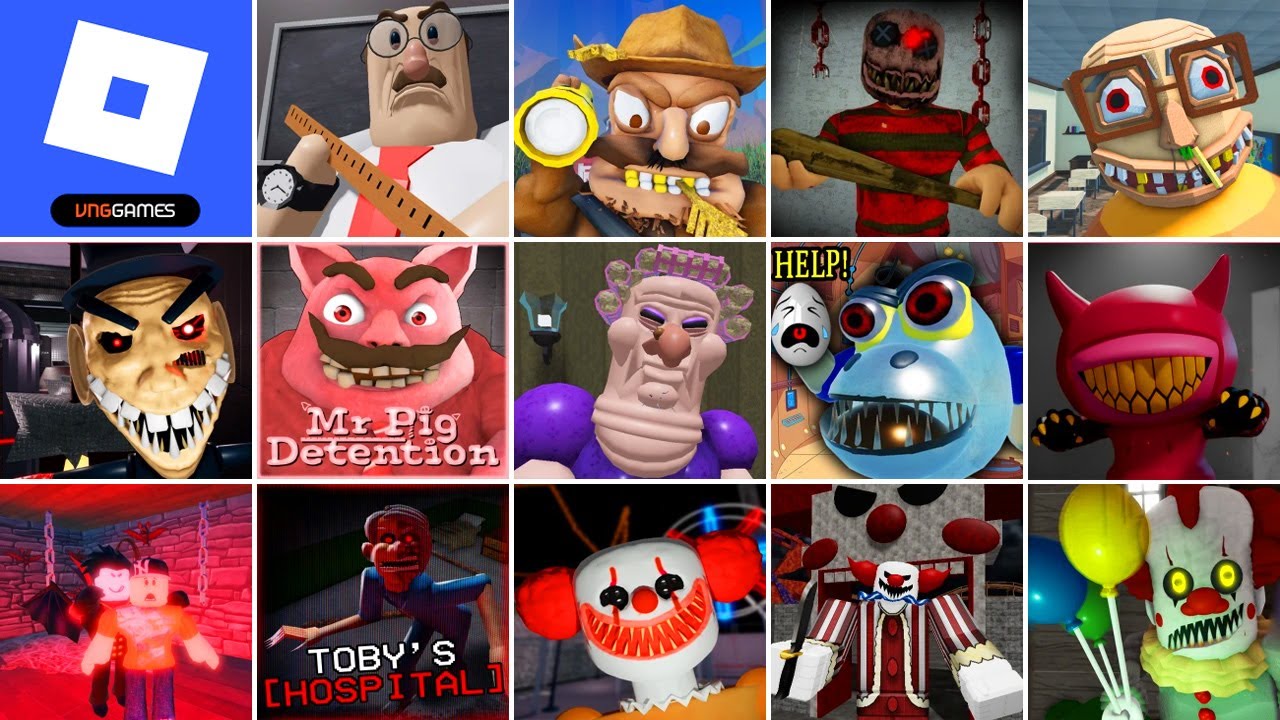 Roblox,GREAT SCHOOL BREAKOUT! (First Person Obby),ESCAPE UNCLE BILLY'S FARM,ESCAPE FREDDY'S MANSION.
