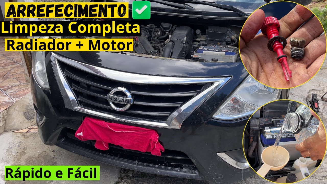LIMPEZA do SISTEMA de ARREFECIMENTO - Nissan Versa 1.6 | Motor + Radiador - Passo a Passo.