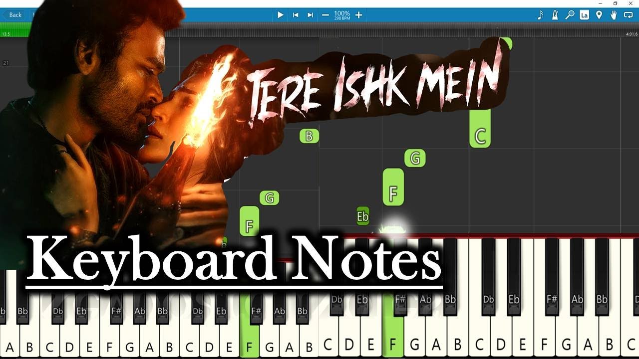Tere Ishk Mein Keyboard Notes 🎹 | Easy Piano Tutorial | A.R. Rahman | Dhanush
