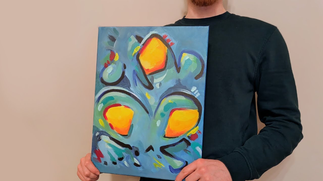 Farbkörper in blau – Abstrakte Surrealistische Kunst in Langform