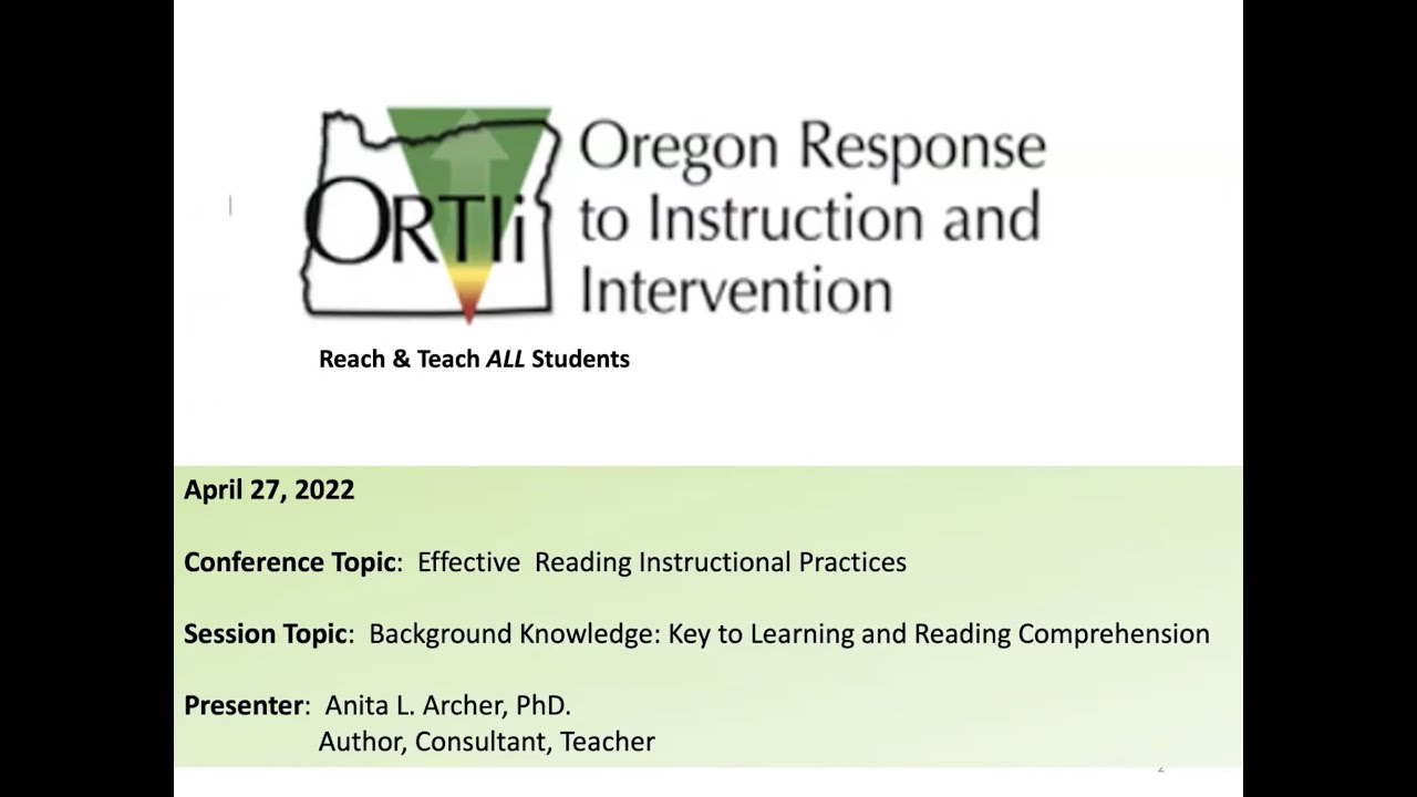 Anita Archer - Background Knowledge: Key to Learning & Reading Comprehension