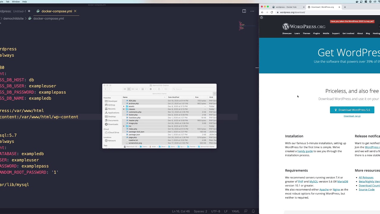 How to setup Wordpress using Docker on MacOS + How to create a child theme for twentytwentyone theme
