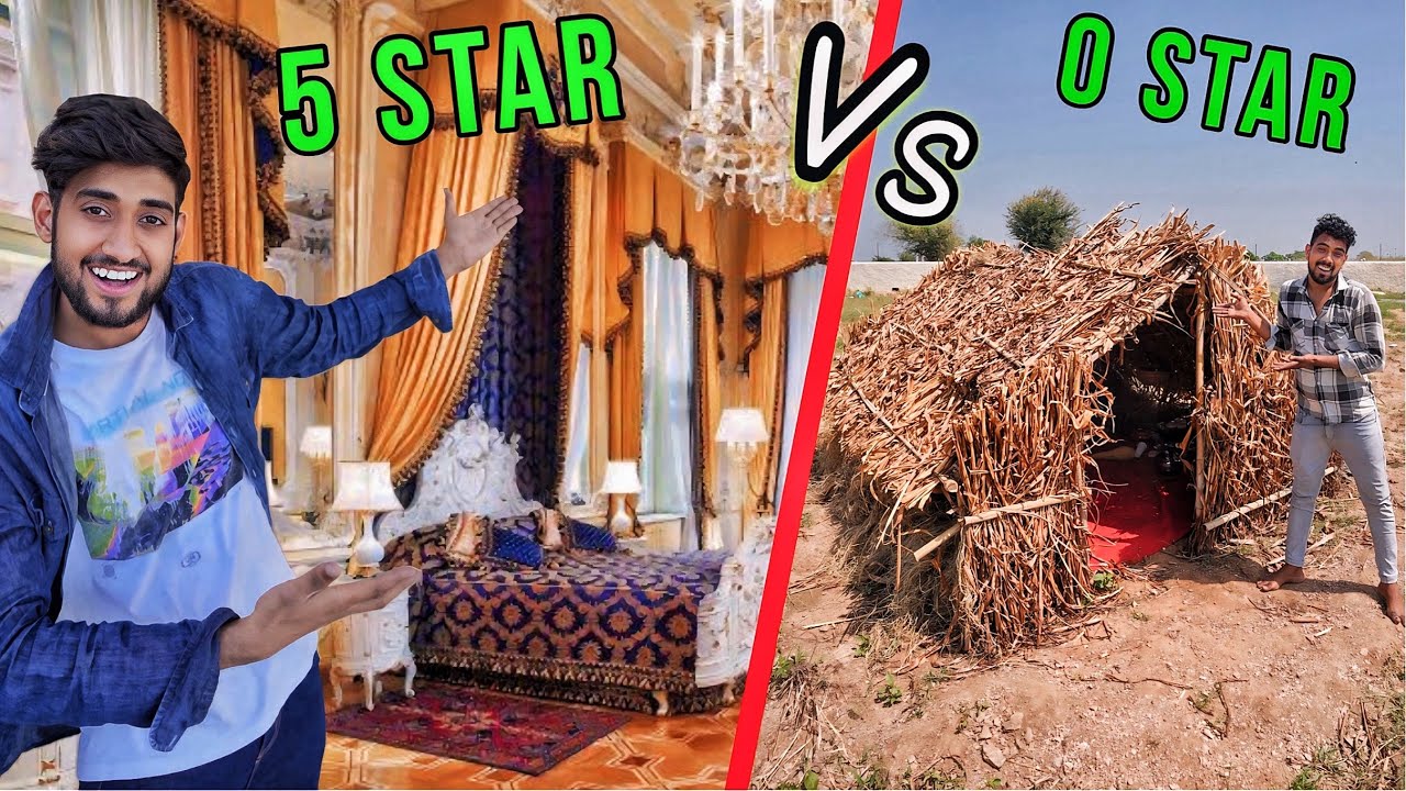 24 hours survival challenge in 5 star room vs 0 star room