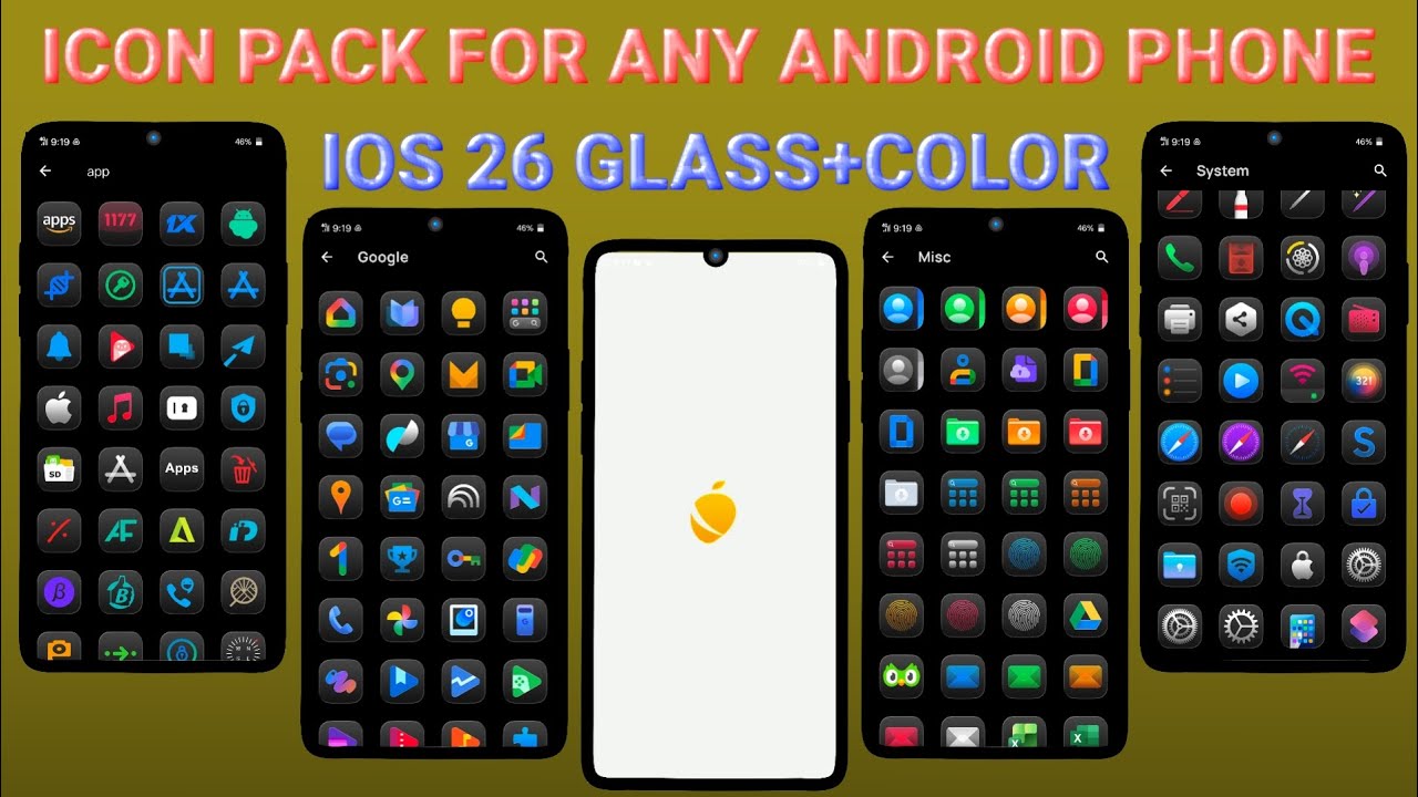iOS 26 Glass + Color Icon Pack for Any Android | iOS Style Icons | Password Protected