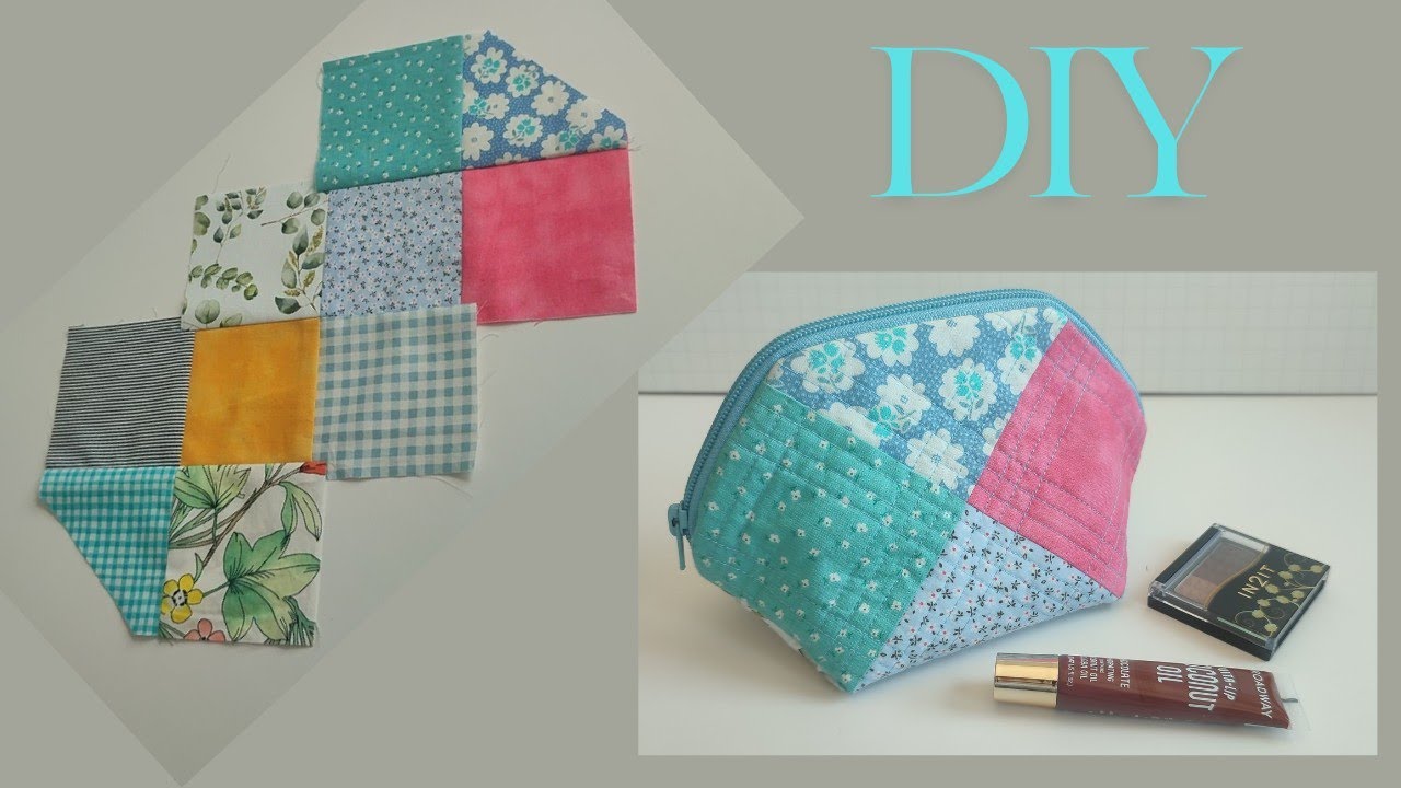 Patchwork Sewing Project for Leftover Fabrics | Zipper Pouch Sewing Tutorial #diy #handmade