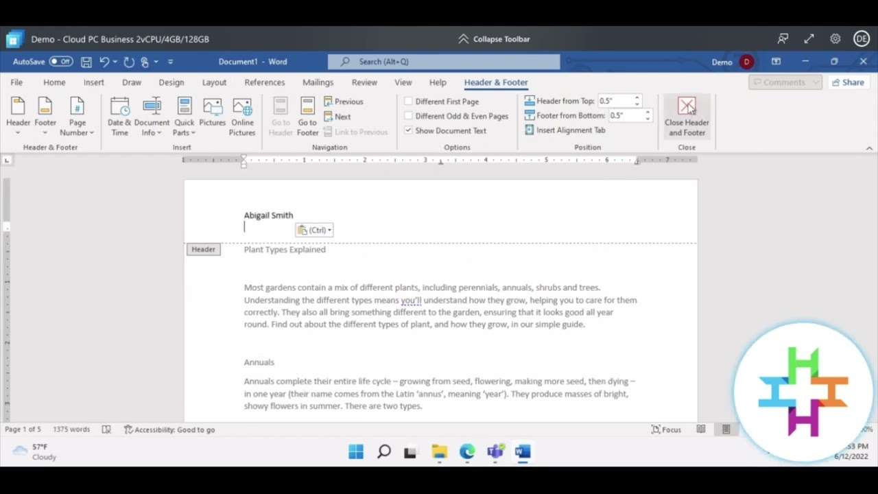 How to add a Header and Footers in Microsoft Word