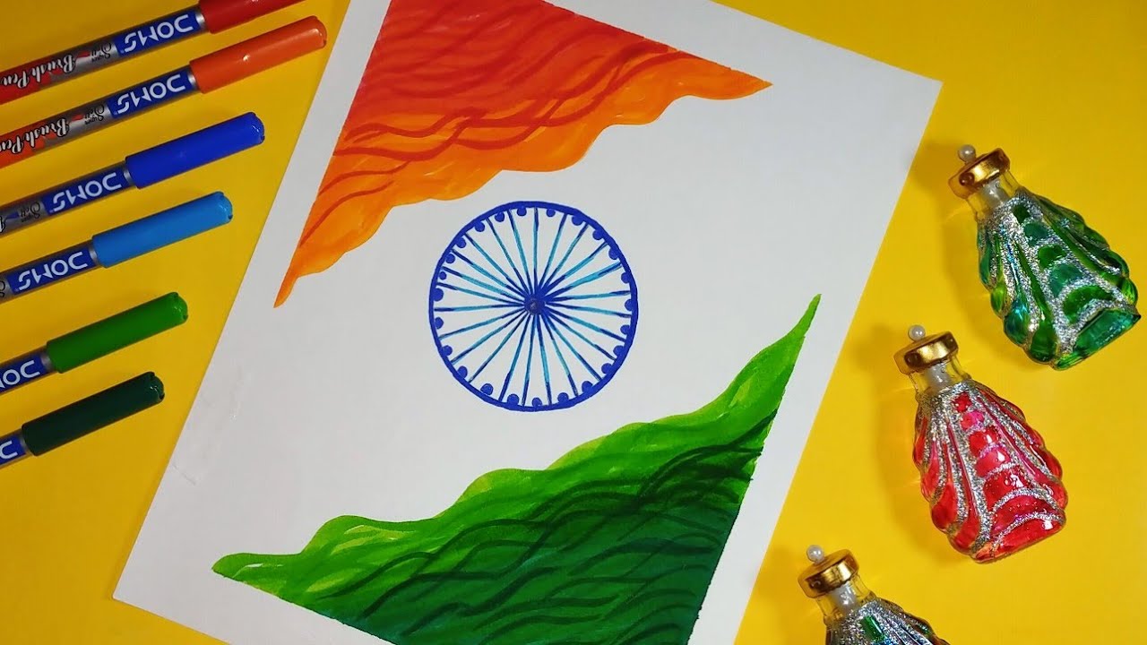Indian flag drawing with Dom's Brush pen