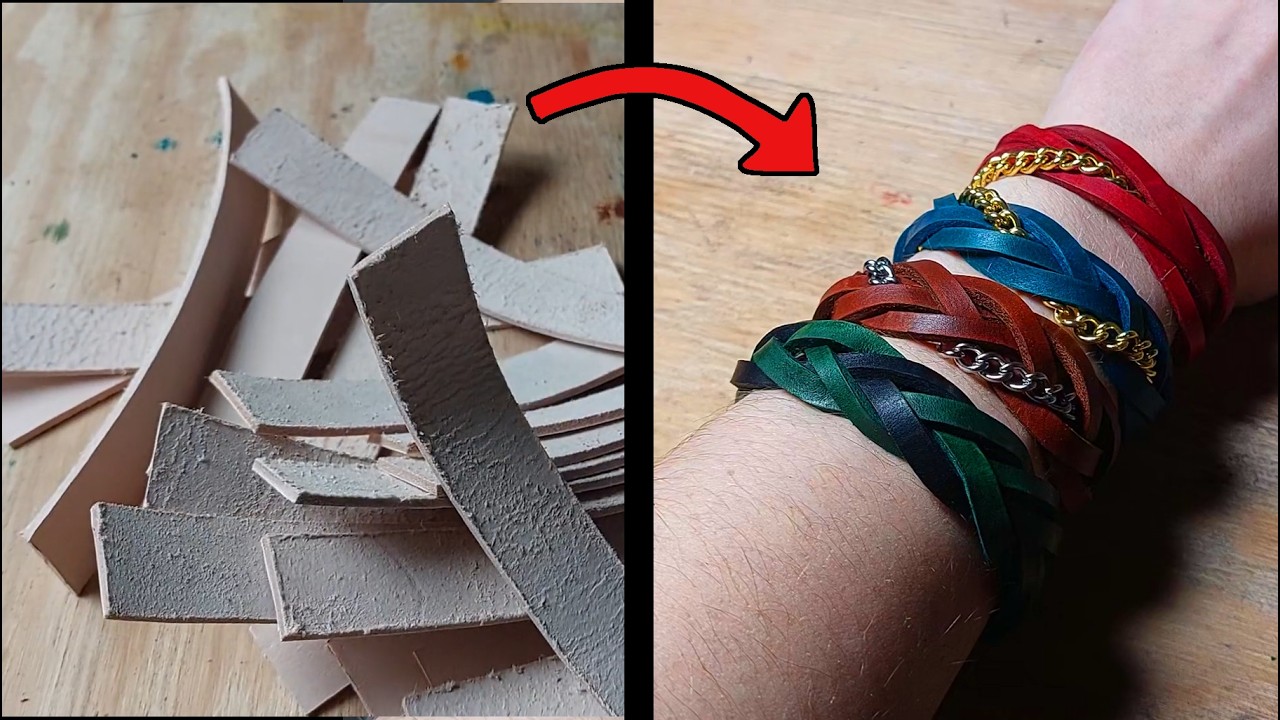 [ASMR] Making Braided Leather Bracelets from Scratch