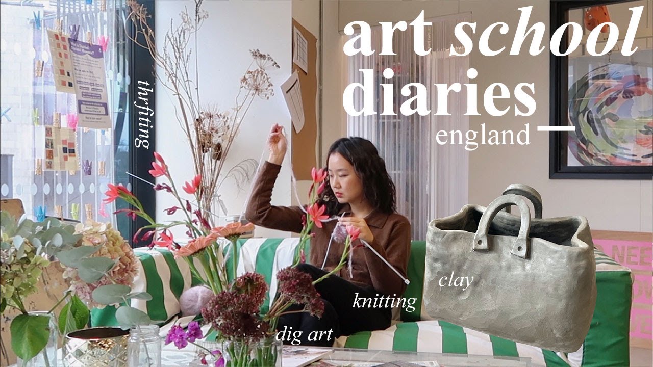 art school in england: knitting, digital art, ceramics, painting vlog