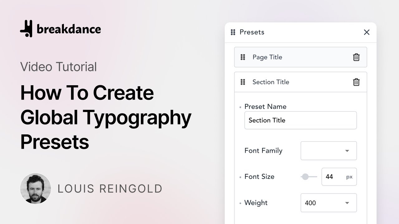 How To Create Global Typography Presets In Breakdance