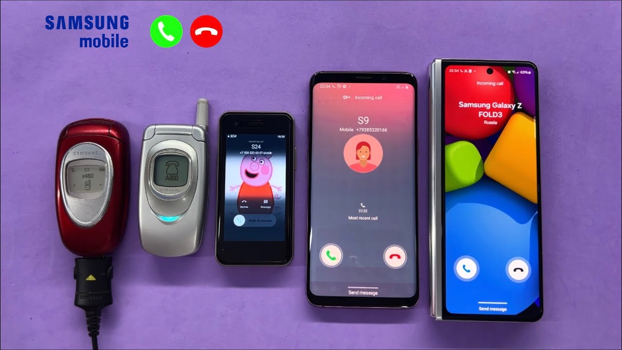 Ringing incoming call Samsung Galaxy Z Fold 3 + S 24 Ultra + S9 + A800 + X460
