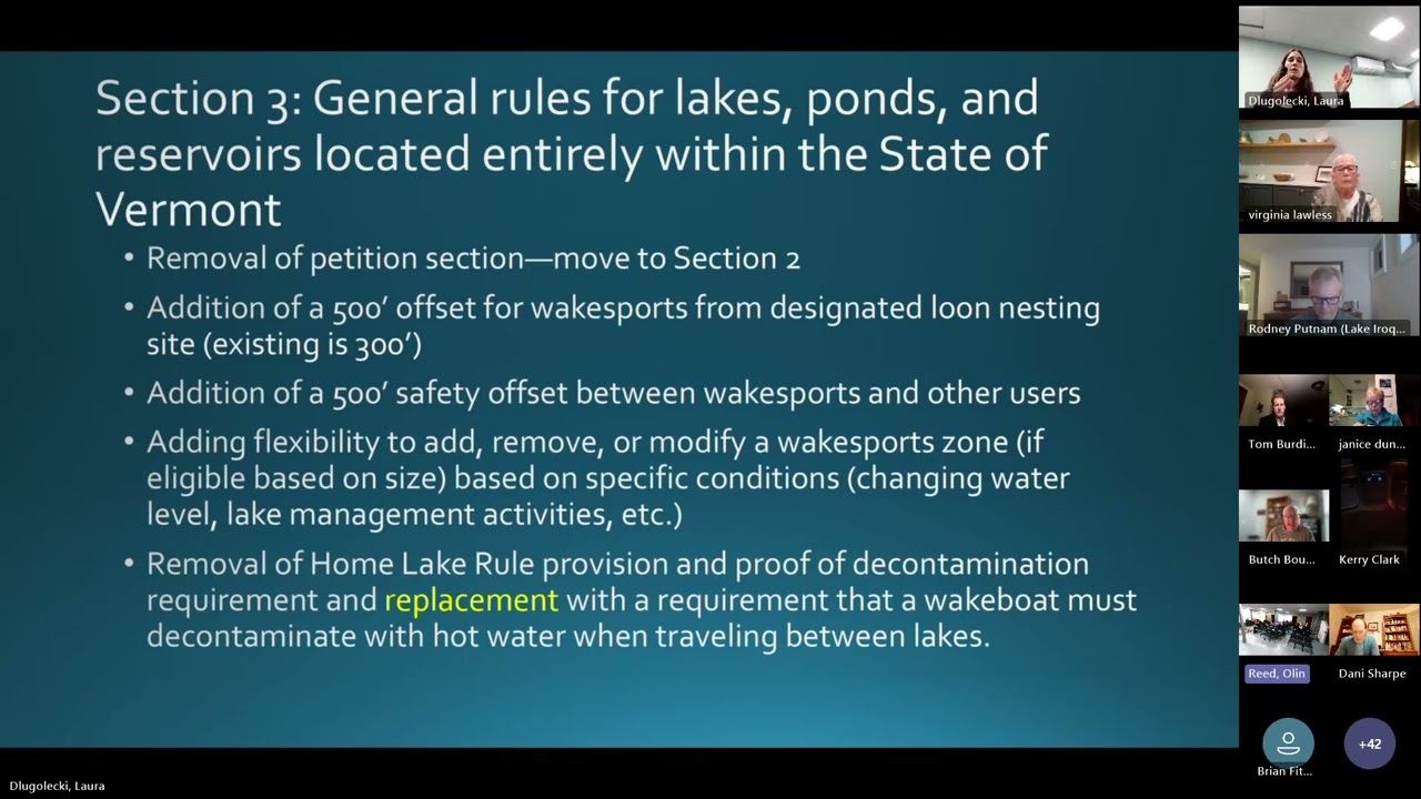 Vermont Use of Public Waters Rules Public Comment Meeting in Brandon January 27, 2026