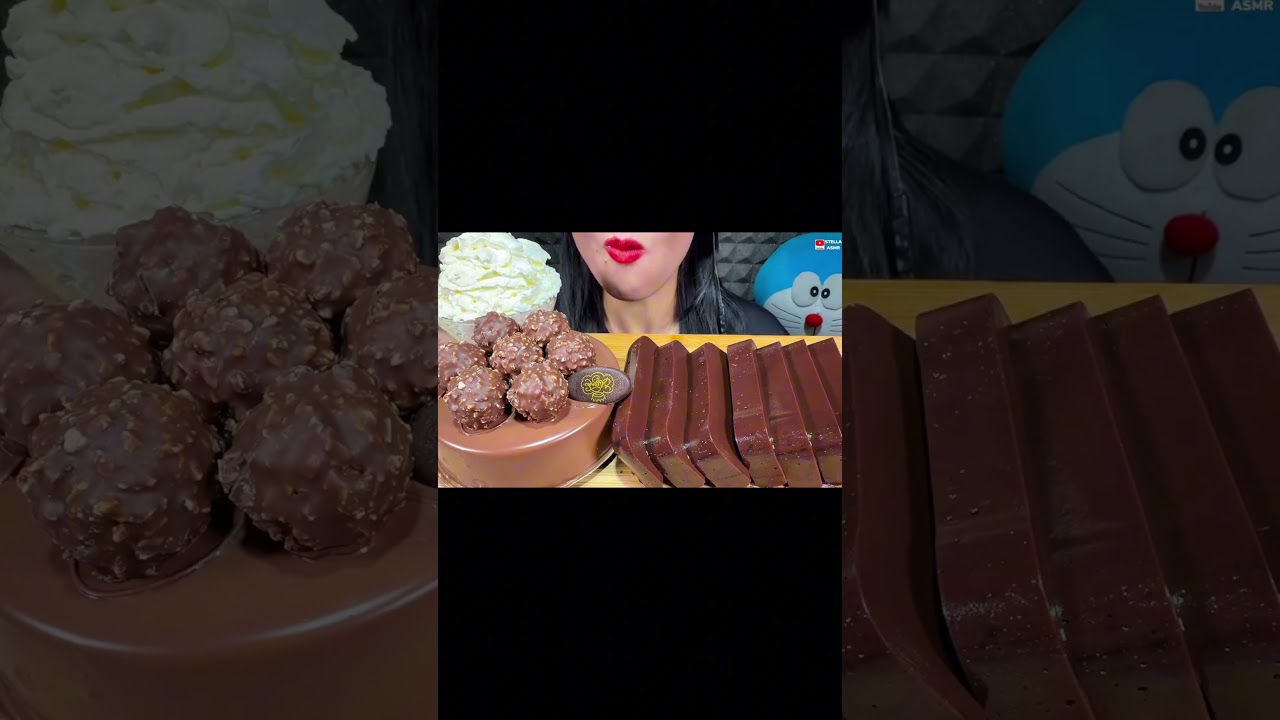 ASMR FERRERO CHOCOLATE CAKE, CHOCOLATE PUDDING, WHIPPED CREAM MUKBANG EATING SOUNDS #shorts