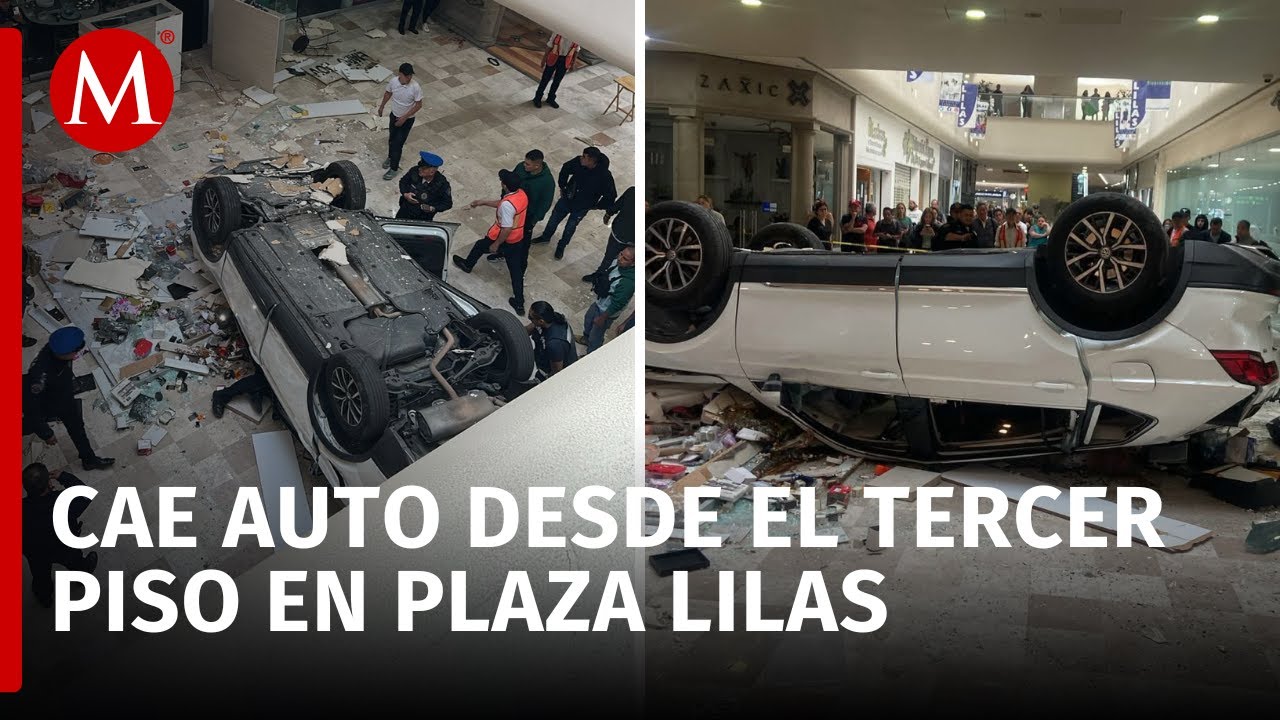 Impresionante caída de vehículo en Plaza Lilas, Miguel Hidalgo