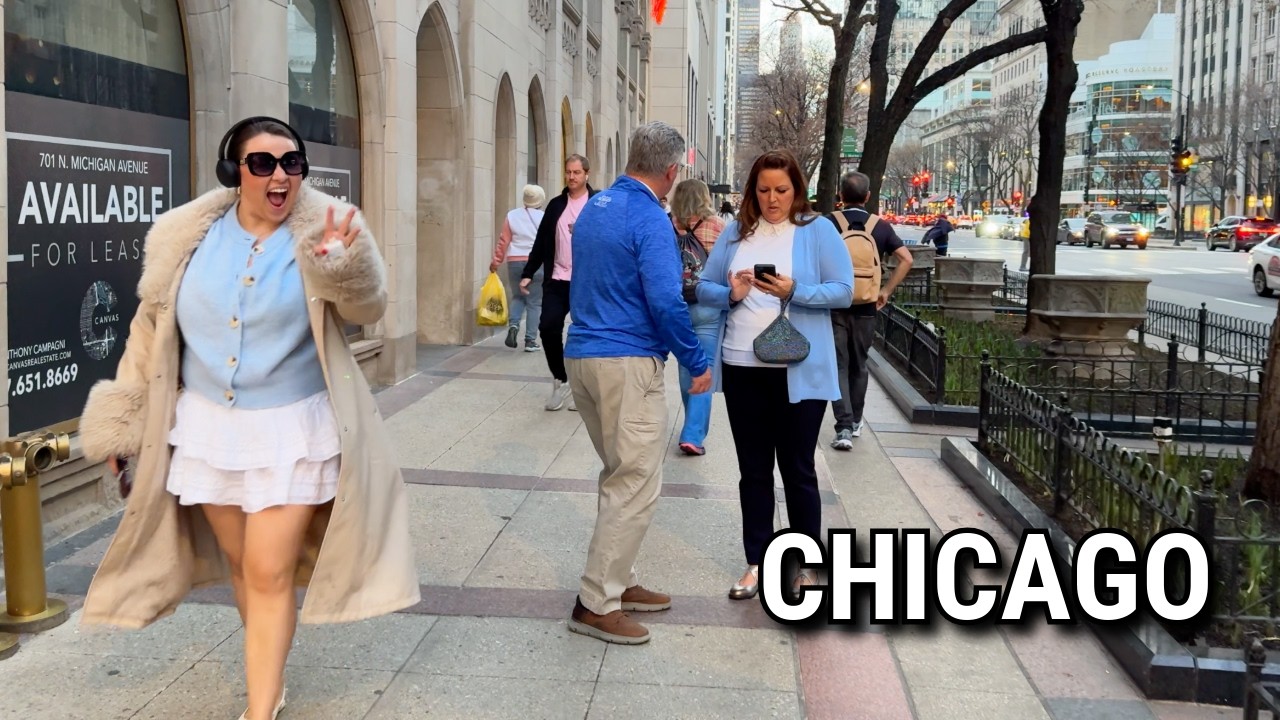 CHICAGO - The Magnificent Mile Spring-Like Evening Walking Tour on Tuesday | March 18, 2025 | 4K