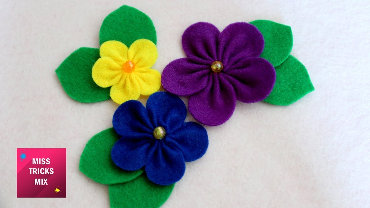 Felt Flower #3 - DIY : How to make easy Felt Flower / Spring Crafts.