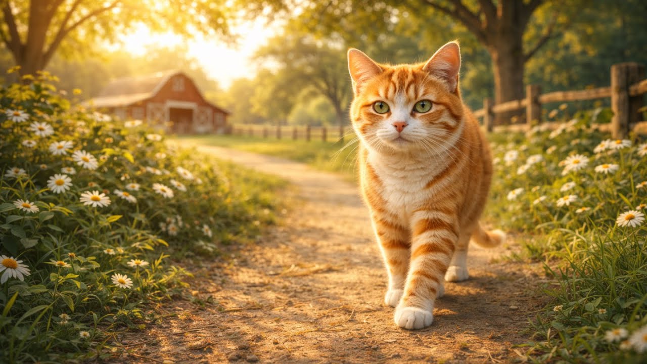 👉 Mama Cat Taking a Quiet Walk 🌿🐾
