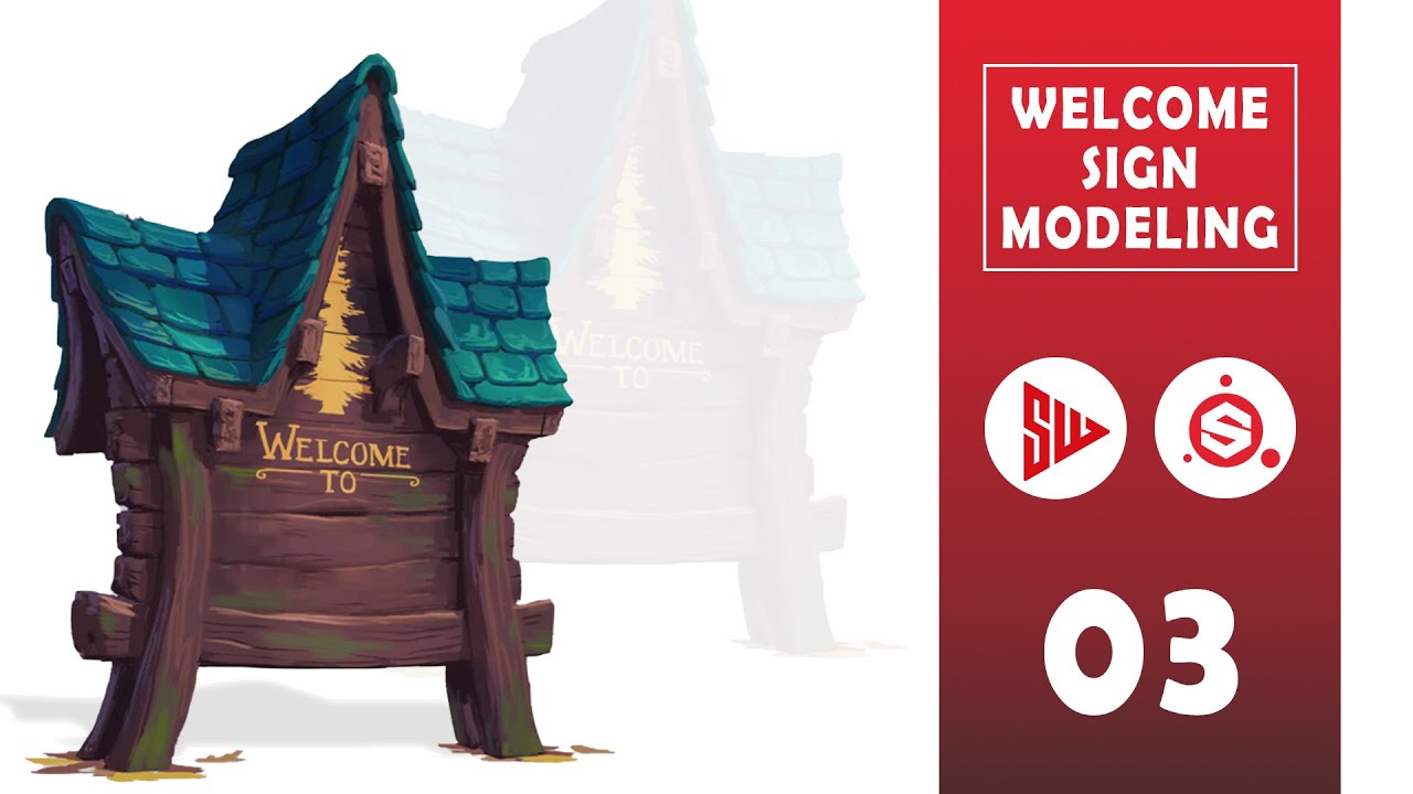 Stylized welcome sign 3d modeling tutorial 4nd part (Substance Painter - Game Asset Painting)