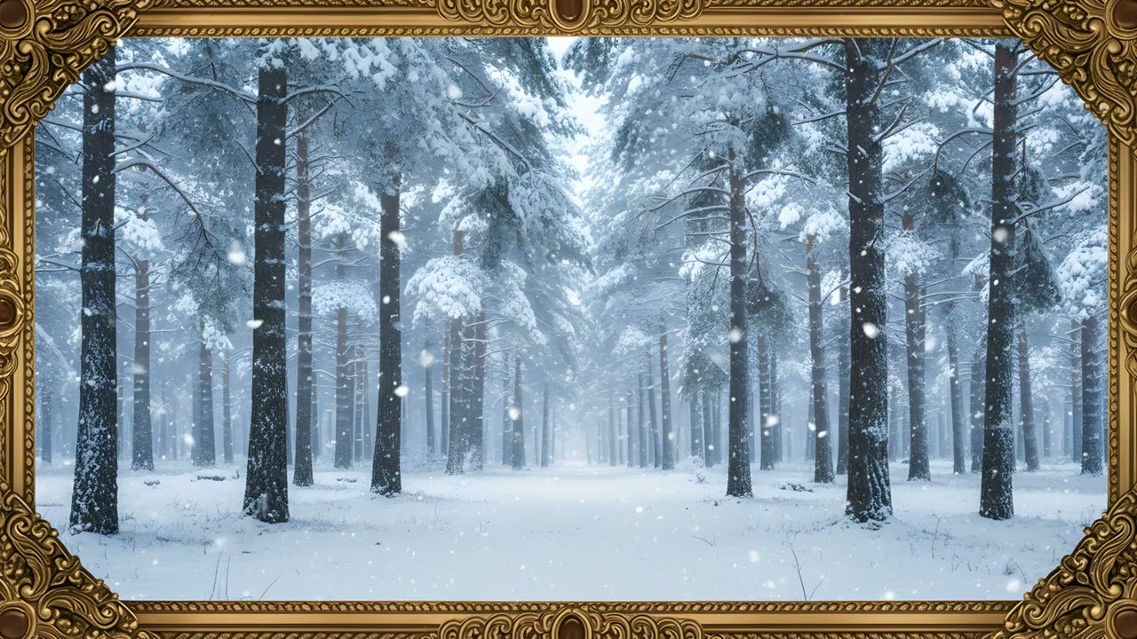 Snowfall of Winter Forest | 8K Realism Gallery | 5 Hours TV Art | Live Nature Frame Full UHD