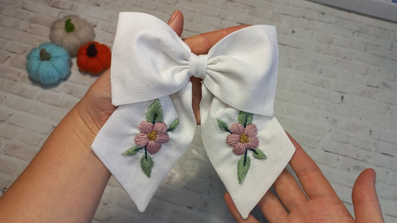 DIY/ШЬЮ БАНТ С РУЧНОЙ ВЫШИВКОЙ #sew#ручнаяработа#шьюсама