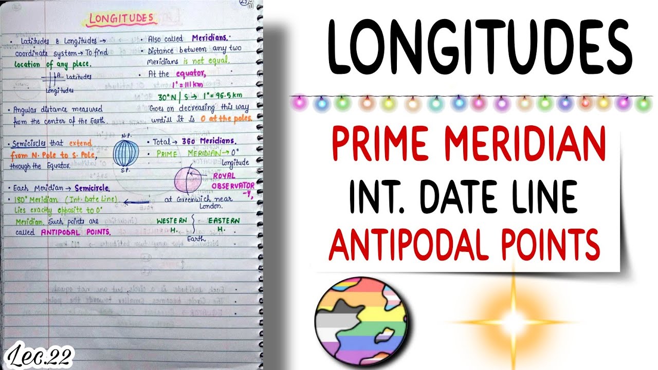 Longitudes || World Geography || Handwritten notes || Lec.22 || An Aspirant !