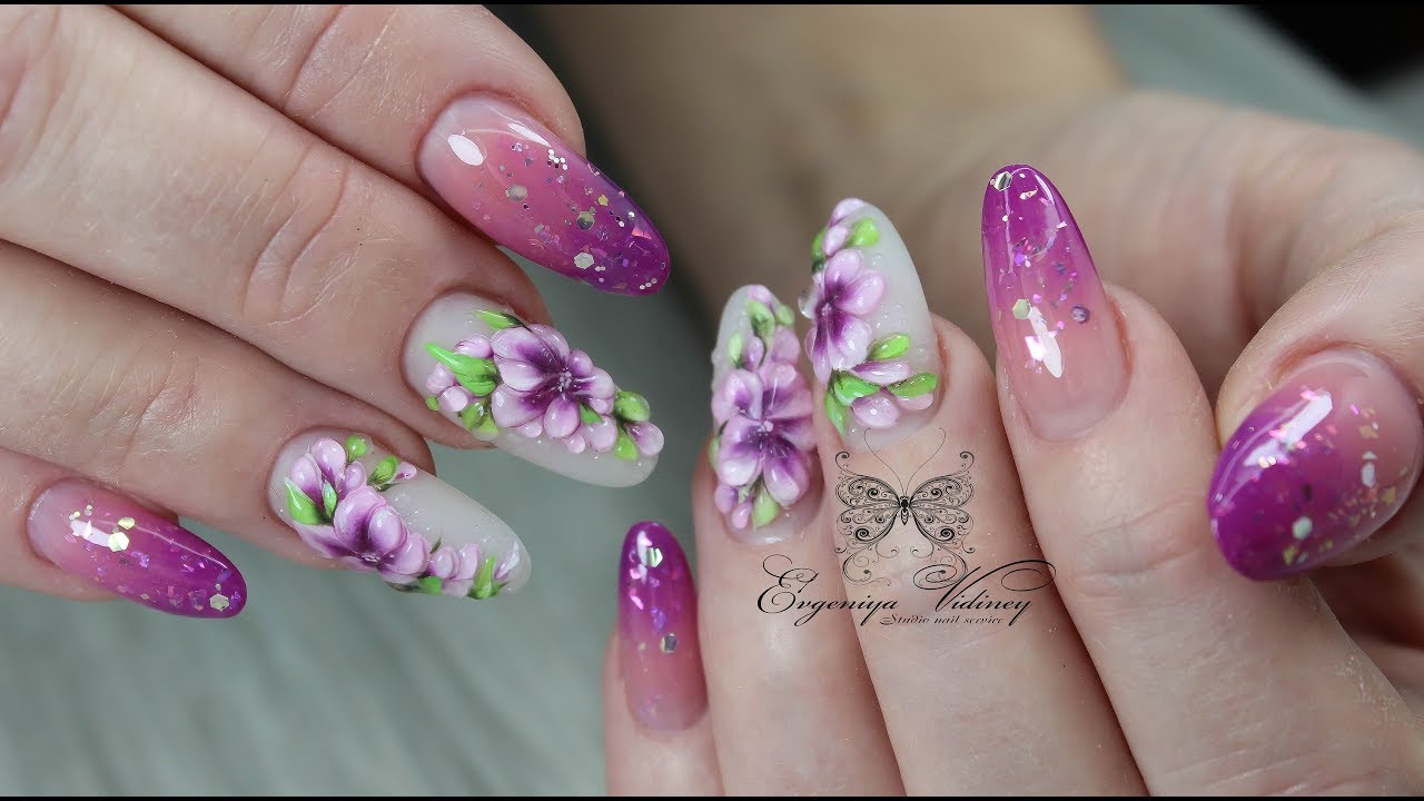 Коррекция молочным гелем/стеклянные цветы на основе китайки