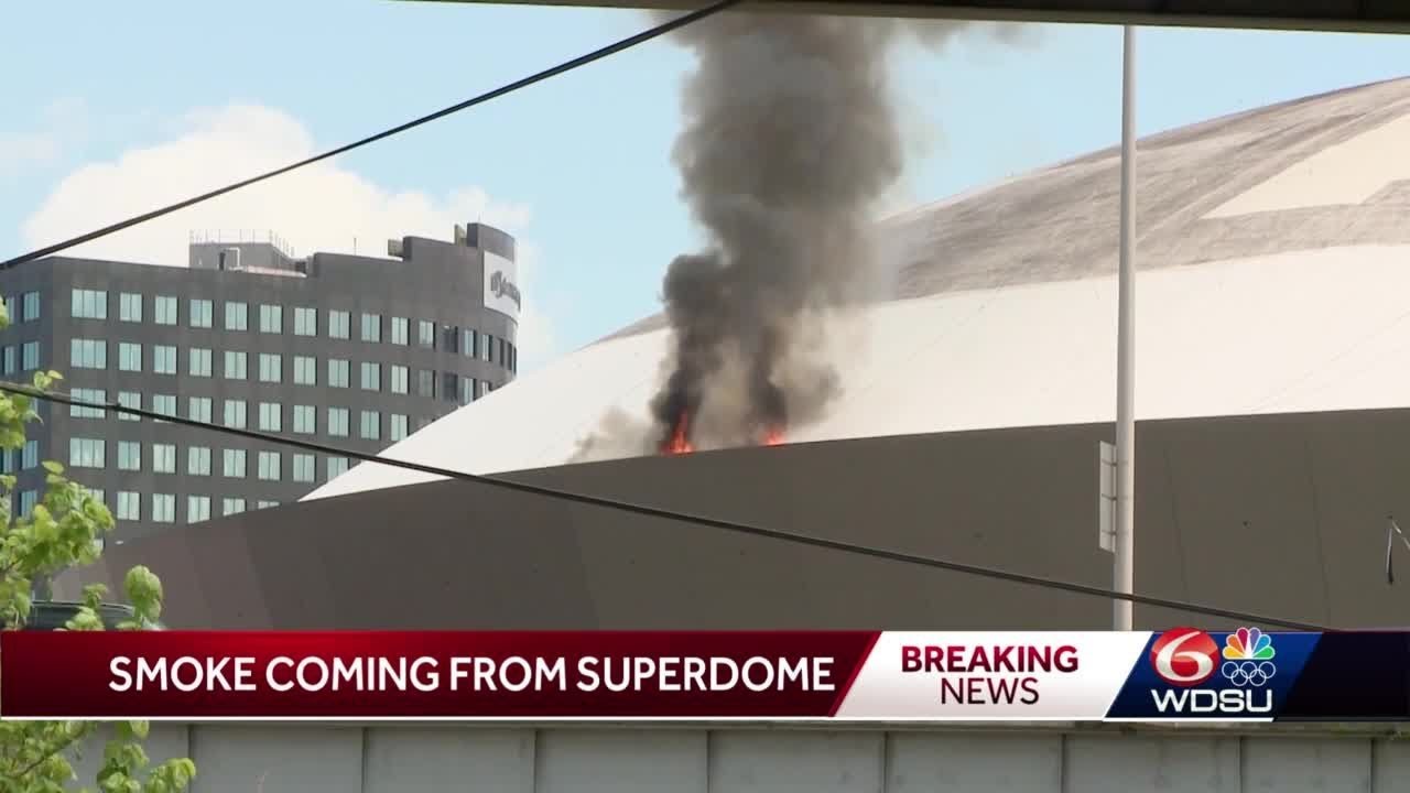Flames, smoke shoot out of Caesar's Superdome in New Orleans