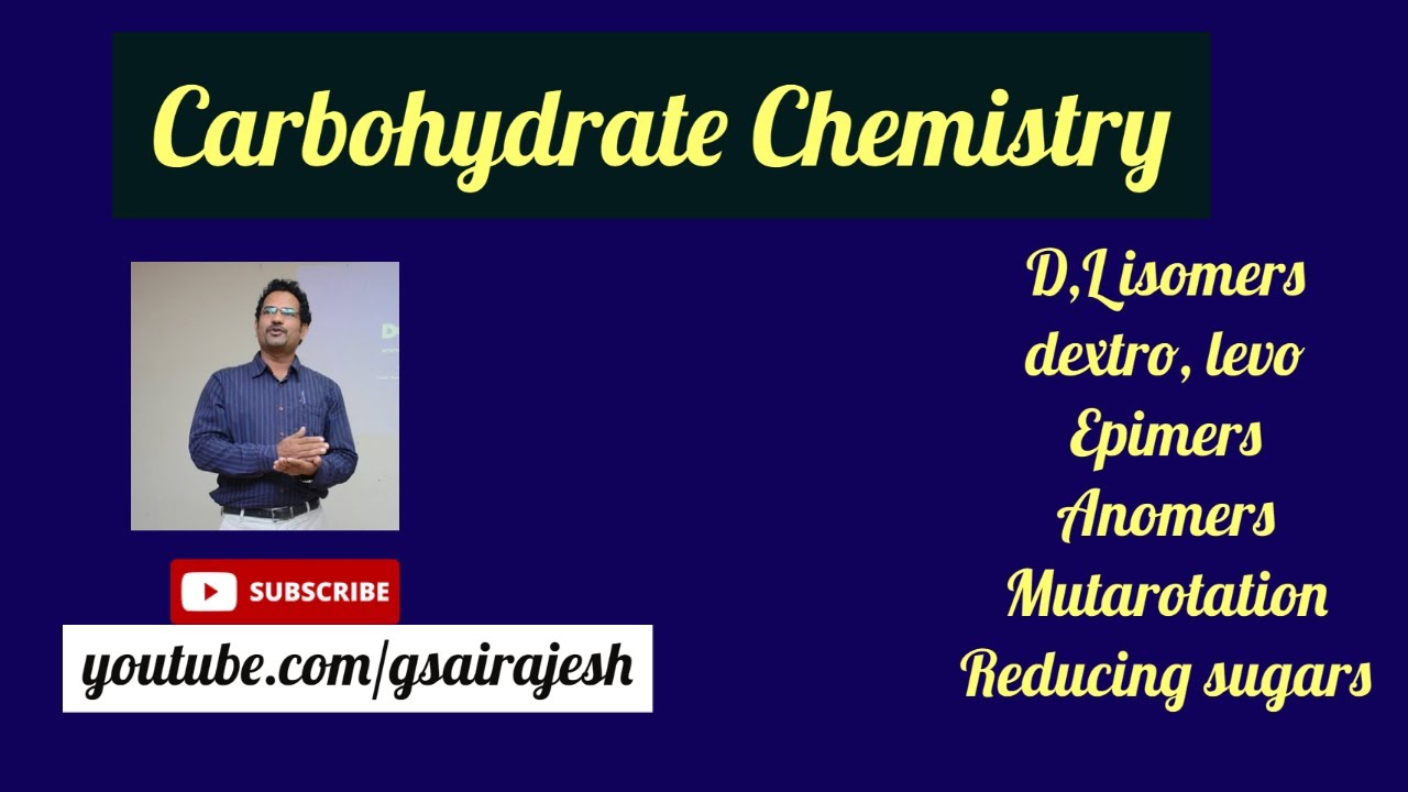 Carbohydrate chemistry : D,L isomers, dextro & levo, Epimers, Anomers & Mutarotation